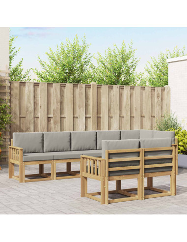 Set di divani da esterno 8 pcs Bianco e Grigio Chiaro
