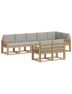 Set di divani da esterno 8 pcs Bianco e Grigio Chiaro 2