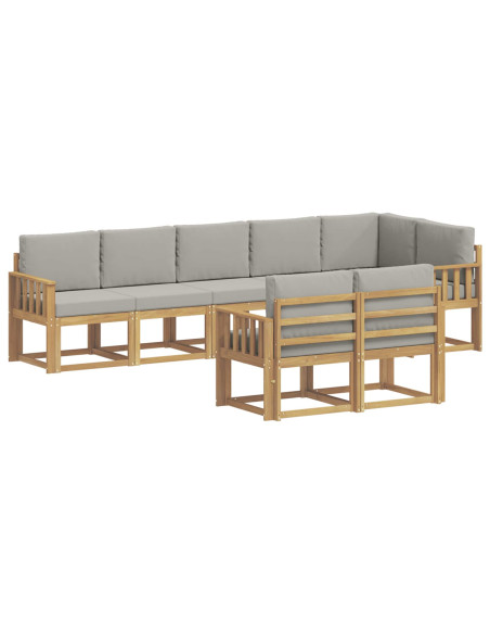 Set di divani da esterno 8 pcs Bianco e Grigio Chiaro