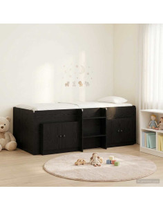 Struttura Letto Loft con Mobile 3 pcs Nero Legno multistrato