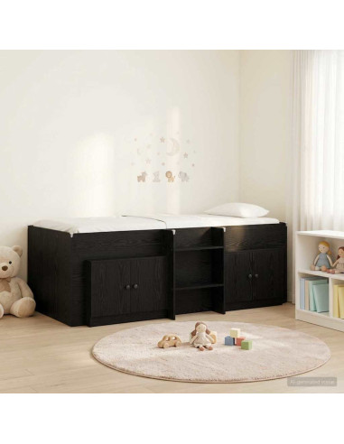 Struttura Letto Loft con Mobile 3 pcs Nero Legno multistrato