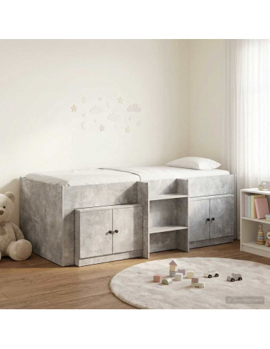 Struttura Letto Loft con Mobile con porta 3 pz Grigio Cemento