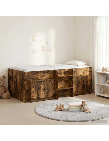 Struttura Letto Loft con Mobile con porta 3 pcs Rovere Fumo