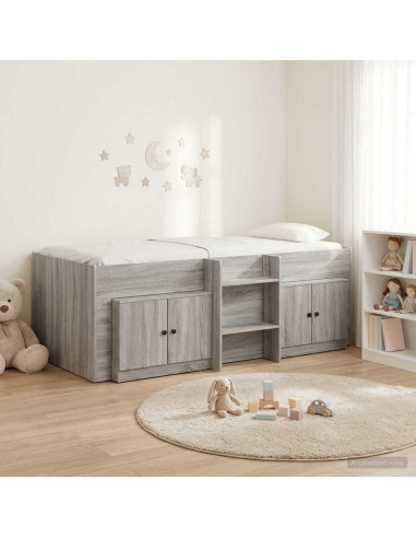 Struttura Letto Loft con Mobile con porta 3 pz Sonoma grigio
