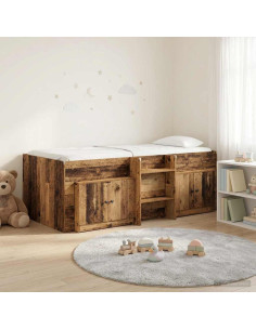 Struttura Letto Loft con Mobile con porta 3 pz Legno antico