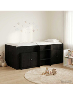 Struttura Letto Loft con Mobile 3 pz Nero Legno multistrato