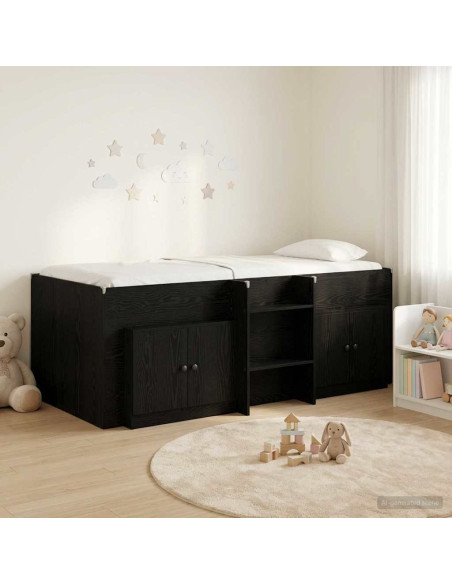 Struttura Letto Loft con Mobile 3 pz Nero Legno multistrato