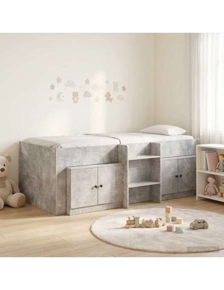 Struttura Letto Loft con Mobile con porta 3 pz Grigio Cemento