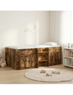 Struttura Letto Loft con Mobile con porta 3 pz Rovere Fumo