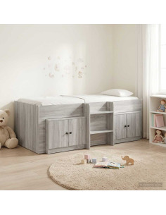 Struttura Letto Loft con Mobile con porta 3 pz Sonoma grigio