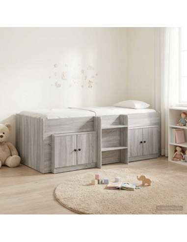Struttura Letto Loft con Mobile con porta 3 pz Sonoma grigio