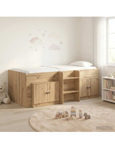 Struttura Letto Loft con Mobile 3 pz Rovere Artigianale