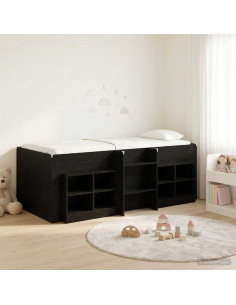 Struttura Letto Loft con Mobile 3 pz Nero Legno multistrato