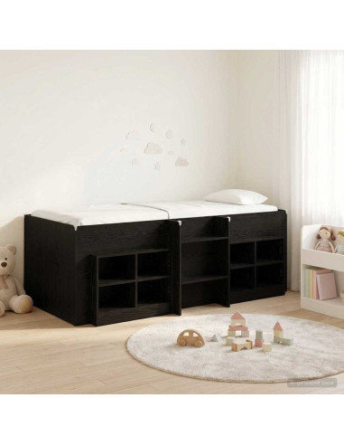 Struttura Letto Loft con Mobile 3 pz Nero Legno multistrato