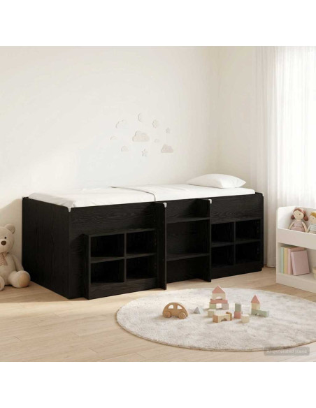 Struttura Letto Loft con Mobile 3 pz Nero Legno multistrato