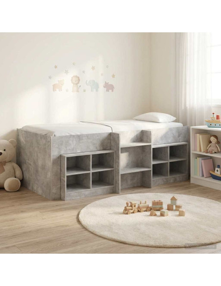 Struttura Letto Loft con Mobile 3 pz Grigio Cemento