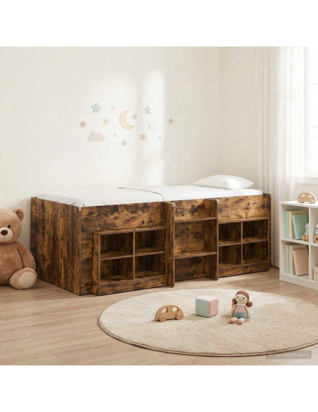 Struttura Letto Loft con Mobile 3 pz Rovere Fumo
