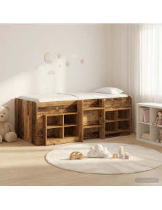 Struttura Letto Loft con Mobile 3 pz Legno antico