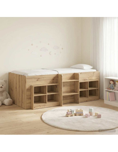 Struttura Letto Loft con Mobile 3 pz Rovere Artigianale