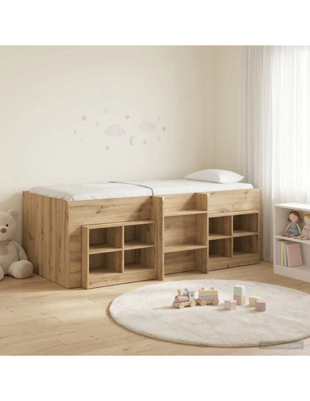 Struttura Letto Loft con Mobile 3 pz Rovere Artigianale