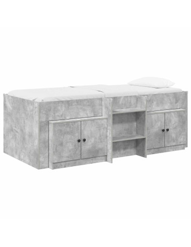 Struttura Letto Loft con Mobile con porta 3 pz Grigio Cemento