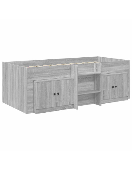 Struttura Letto Loft con Mobile con porta 3 pz Sonoma grigio