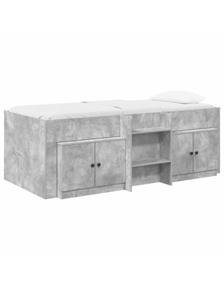 Struttura Letto Loft con Mobile con porta 3 pz Grigio Cemento