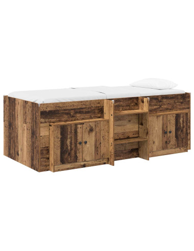 Struttura Letto Loft con Mobile con porta 3 pz Legno antico