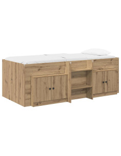 Struttura Letto Loft con Mobile 3 pz Rovere Artigianale 2