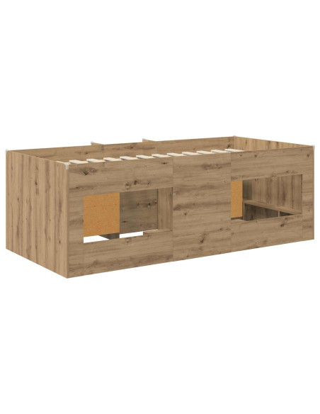 Struttura Letto Loft con Mobile 3 pz Rovere Artigianale