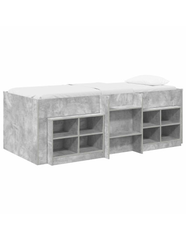 Struttura Letto Loft con Mobile 3 pz Grigio Cemento