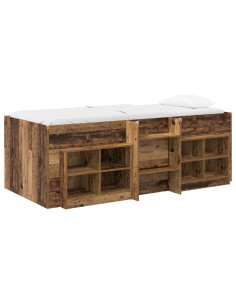 Struttura Letto Loft con Mobile 3 pz Legno antico 2