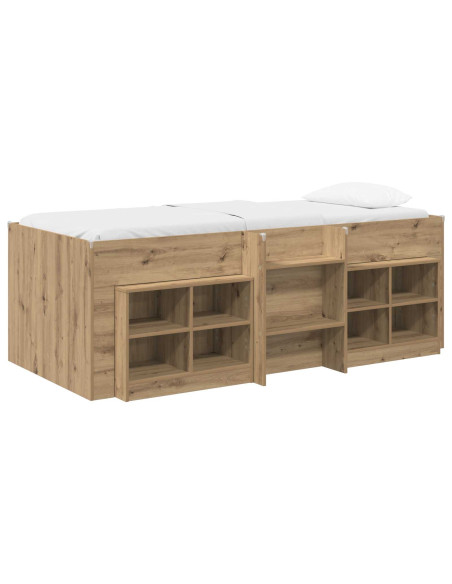 Struttura Letto Loft con Mobile 3 pz Rovere Artigianale