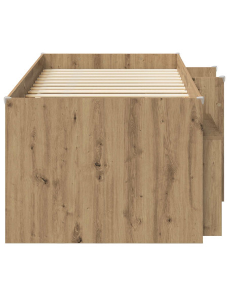 Struttura Letto Loft con Mobile 3 pz Rovere Artigianale