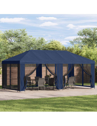 Copertura Gazebo con Pareti Laterali Blu 600,5 x 300,5 cm