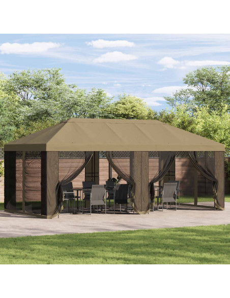 Copertura Gazebo con Pareti Laterali Beige 600,5 x 300,5 cm