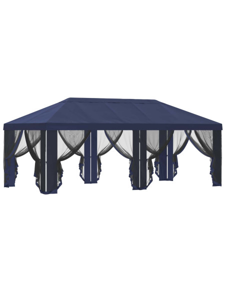 Copertura Gazebo con Pareti Laterali Blu 600,5 x 300,5 cm