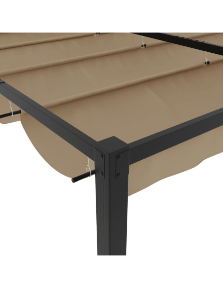 Gazebo da Giardino con Tetto Retrattile Tortora 3x3 m Acciaio