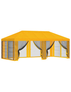 Copertura Gazebo con Pareti Laterali Giallo 600,5 x 300,5 cm 2