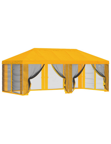 Copertura Gazebo con Pareti Laterali Giallo 600,5 x 300,5 cm