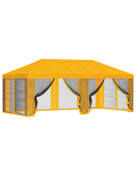 Copertura Gazebo con Pareti Laterali Giallo 600,5 x 300,5 cm