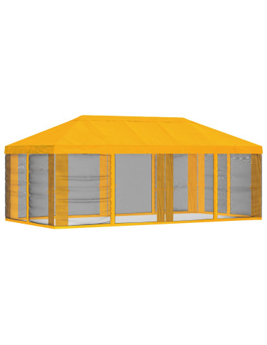 Copertura Gazebo con Pareti Laterali Giallo 600,5 x 300,5 cm