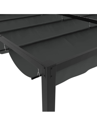 Gazebo da Giardino con Tetto Retrattile Antracite 3x3 m Acciaio