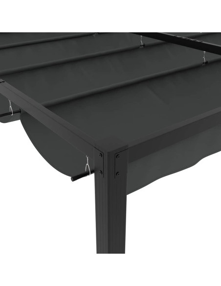 Gazebo da Giardino con Tetto Retrattile Antracite 3x3 m Acciaio