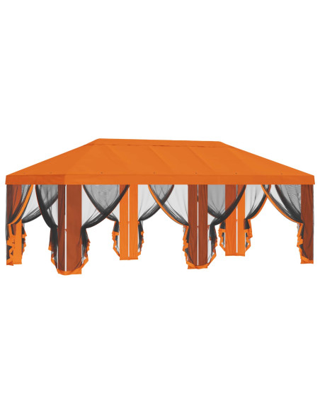 Copertura Gazebo con Pareti Laterali Arancione 600,5 x 300,5 cm