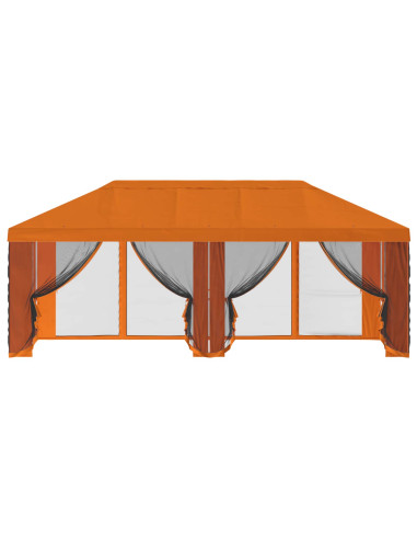 Copertura Gazebo con Pareti Laterali Arancione 600,5 x 300,5 cm