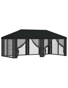 Copertura Gazebo con Pareti Laterali Nero 600,5 x 300,5 cm 2