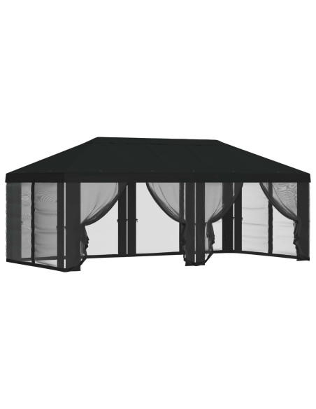 Copertura Gazebo con Pareti Laterali Nero 600,5 x 300,5 cm