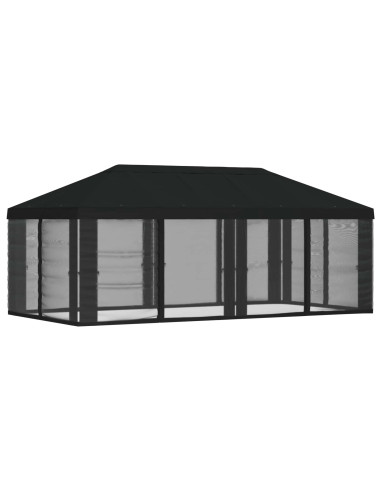 Copertura Gazebo con Pareti Laterali Nero 600,5 x 300,5 cm