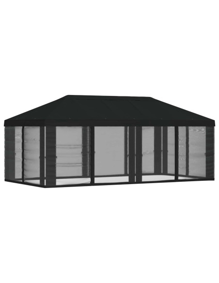 Copertura Gazebo con Pareti Laterali Nero 600,5 x 300,5 cm